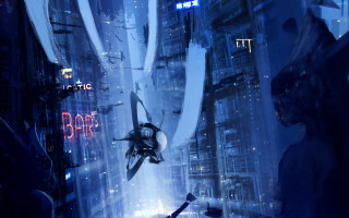 Sci fi cyberpunk cityscape neon - cedric peyravernay free wallpaper