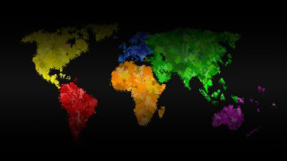 Colorful world map black background 2 - global illumination free wallpaper