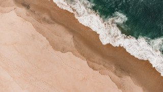 Aerial view beach waves surfboard - aerial free wallpaper