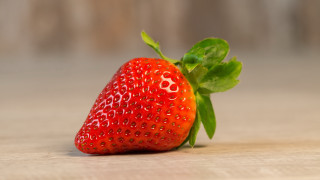Strawberry greenleaf tabletop precisionism 3drender - single free wallpaper for desktop