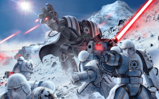 Star wars knights robot laser - a giant robot in the background free wallpaper