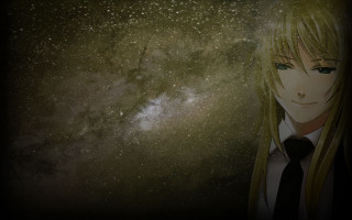 Galaxy girl blonde hair tie - a black tie free wallpaper