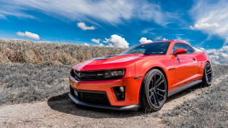 Red sports car desert road - hdri free wallpaper for desktop