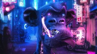 Glowing rat city night neon - biopunk free wallpaper