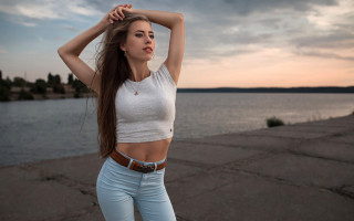 Elina karimova sunset beach long - sunset time free wallpaper