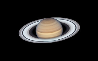 Saturn white ring black background - hdri free wallpaper for desktop