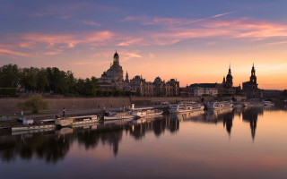 Boats harbor sunset city bridge - a harbor free wallpaper