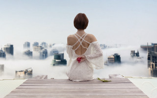 Woman dock city flower pearl - surreal photography free wallpaper for desktop