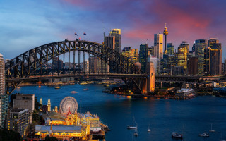 City skyline bridge ferriswheel matte - elizabeth durack free wallpaper