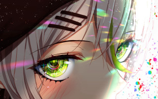 Green eyes holography portrait starry - luminous free wallpaper for desktop