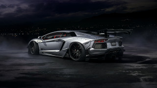 Silver sports car night city 2 - unreal engine free wallpaper for desktop