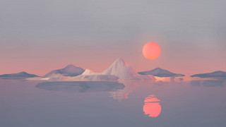 Sunset icebergs mountains orange sky - orange sun free wallpaper