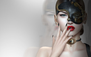 Gothic woman mask nails redlipstick - apelle free wallpaper for desktop