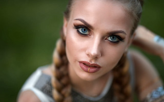 Woman braid blue eyes portrait - a braid free wallpaper