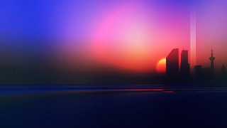 City skyline bright red blue - sky in the foreground free wallpaper