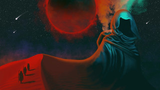 Hooded cloak red sun aurora - a red sun free wallpaper