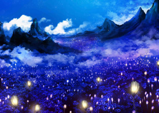 Mountain range clouds lights foreground - a sky full free wallpaper