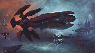 Sci fi spacefighter glowing jet - christopher moeller free wallpaper for desktop