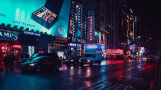Neon city street night bridge - elsa bleda free wallpaper
