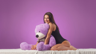 Woman bodysuit purple teddy bed - elizabeth polunin free wallpaper