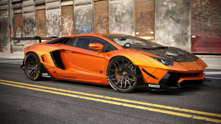 Orange sports car street graffiti - nice looking orange sports car free wallpaper
