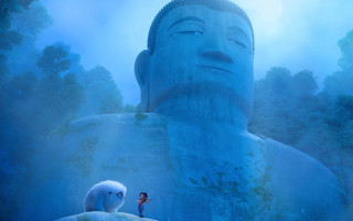 Large statue child forest person - a child free wallpaper