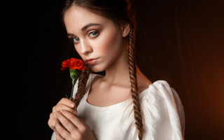 Woman flower braid portrait blueeyes - romanticism free wallpaper for desktop