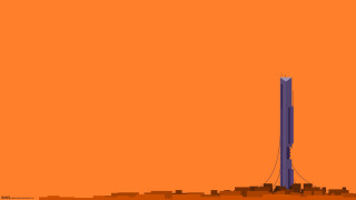 Tower sky orange blue minimalist - clyfford free wallpaper