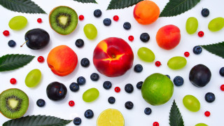 Summer fruit leaves arcimboldo vibrant - fruit free wallpaper