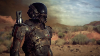 Futuristic suit man desert mountains - mass effect free wallpaper for desktop