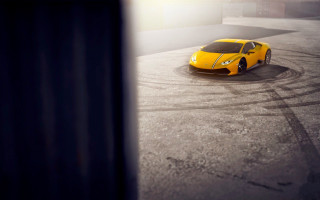 Yellow sports car foggy track - the foggy day time free wallpaper