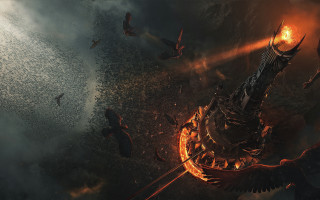 Large tower fire birds embers - cedric peyravernay free wallpaper