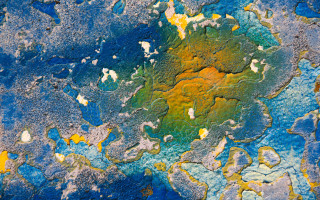 Blue yellow paint white dots - paint free wallpaper