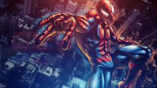 Spiderman cityscape giant monster sharp - a cityscape in the background free wallpaper