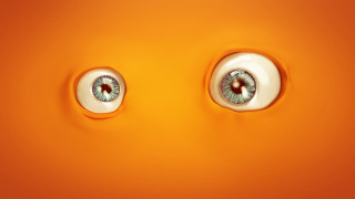 Two eyes orange background white - visible free wallpaper for desktop