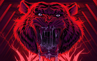 Black red tiger psychedelic poster - a red triangle free wallpaper