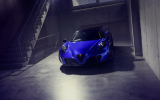 Blue sports car garage staircase - the window free wallpaper
