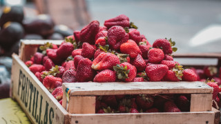 Strawberry pile with fruits blurry - eden box free wallpaper