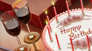 Birthday cake candles wine presents - a birthday cake free wallpaper