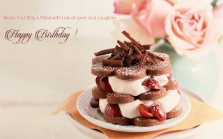 Birthday cake strawberries whipped cream - cream free wallpaper