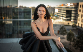 Elina karimova black dress city - fashion photoshoot free wallpaper