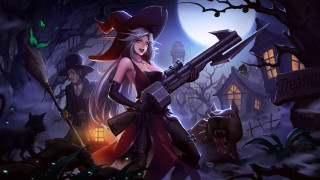 Witch gun graveyard fullmoon fantasy - a full moon in the sky free wallpaper for desktop