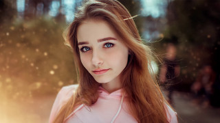 Woman longhair blueeyes rainy portrait - a blurry background free wallpaper