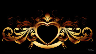 Gold heart scroll image - anne stokes free wallpaper