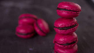 Pink macaroons table blurry flower - camille bombois free wallpaper