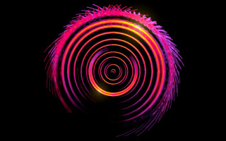Circular light red pink raytraced - pincushion len free wallpaper
