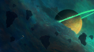 Space station green laser yellow - christopher balaskas free wallpaper