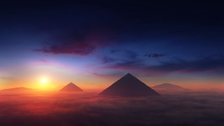 Giza pyramids sunset clouds volumetric - volumetric light free wallpaper