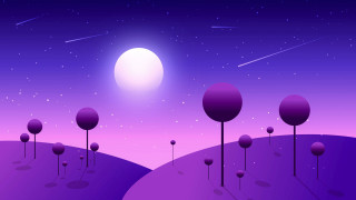 Purple landscape trees moon stars - free minimalism wallpaper