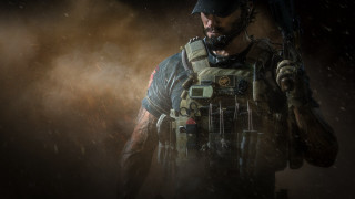 Man uniform gun dark room - smoke and fog behind free wallpaper